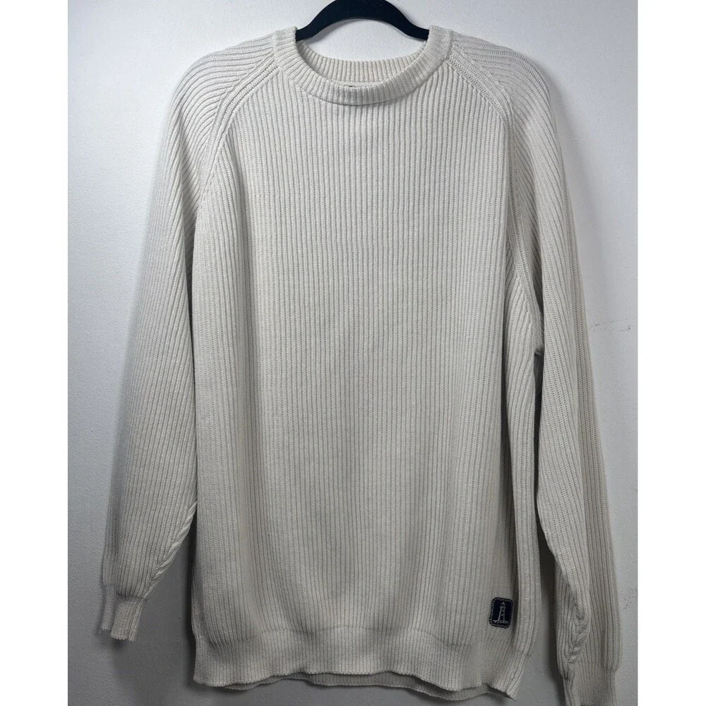 VTG 90s Rockport sweater Men's/ Unisex cream Ribbed knit 84% Cotton 16% Nylon XL